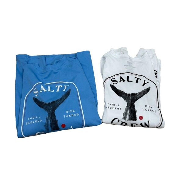 Men’s L-Shirt Salty Crew Surface Rashguard (bundle Of 2) Blue White - Picture 1 of 12